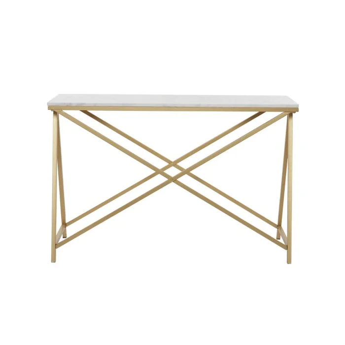 UMA White Metal Living Room Console Table, 47″ x 14″ x 31″ | 93175