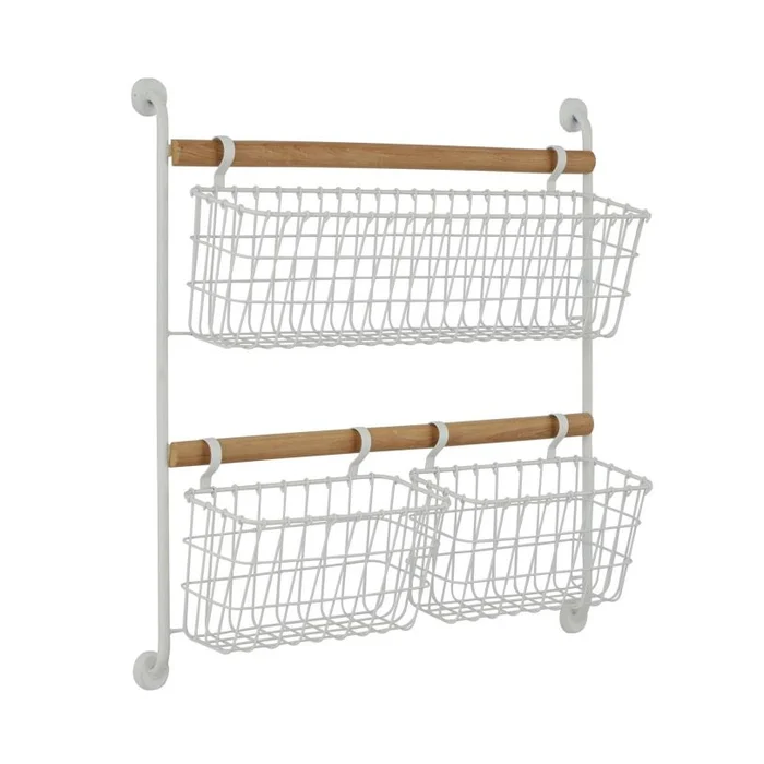 UMA White Metal Wall Mounted 3 Hanging Baskets Magazine Rack Holder, 22″ x 5″ x 21″ | 87827 CLOSEOUT