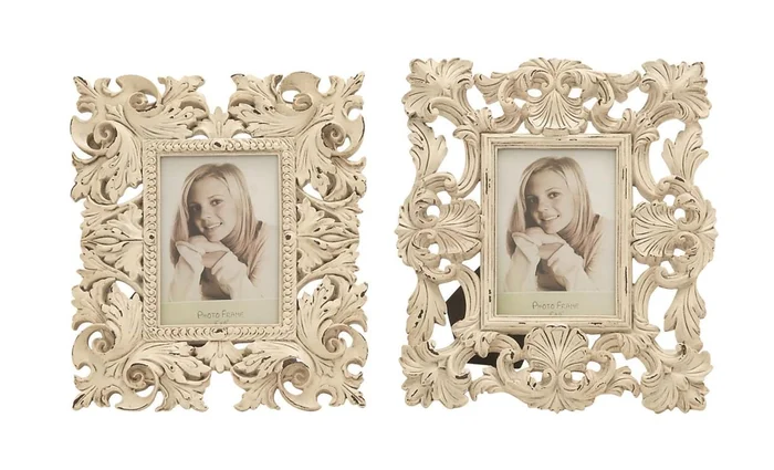 UMA White Polystone Handmade Photo Frame, 2Assorted 9″W, 11″H (4×6) | 76464 CLOSEOUT