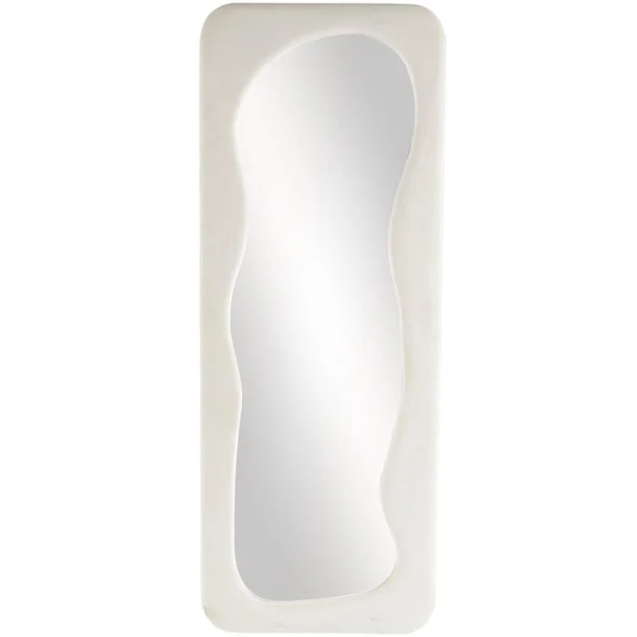 UMA White Velvet Wavy Room Floor Mirror, 24″ x 2″ x 64″ | 16931