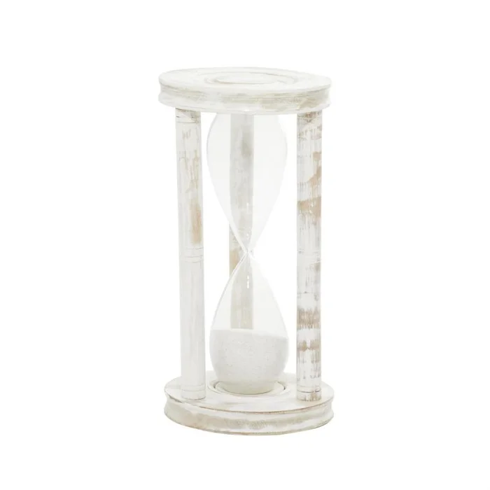 UMA White Wood Hourglass Sand Timer, 6″ x 6″ x 12″ | 46764