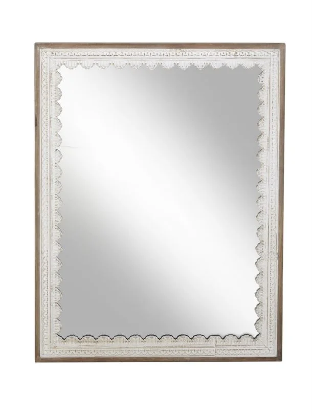 UMA White Wood Wall Mirror, 36″ x 1″ x 48″ | 42904