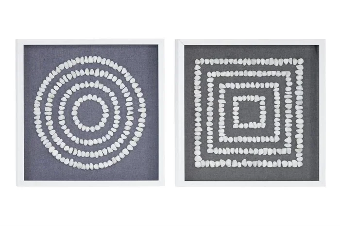 UMA White Wooden Geometric Shadow Box, Set of 2 20″W, 20″H | 39120 CLOSEOUT