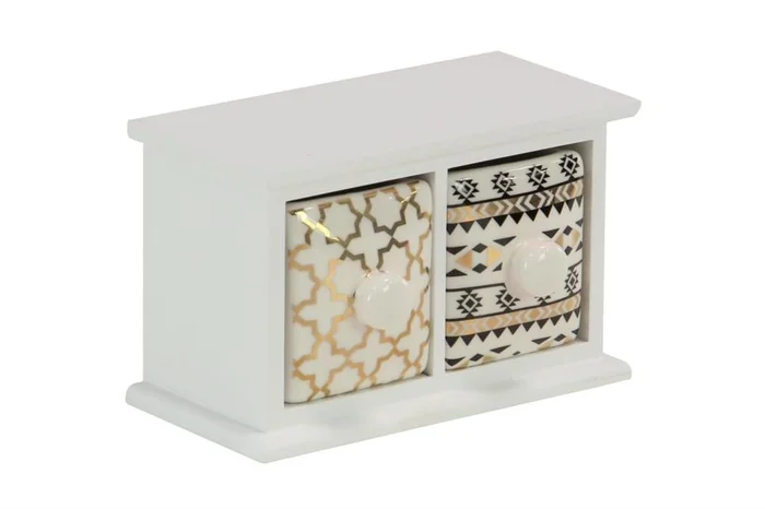 UMA White Wooden Jewelry Box, 8″ x 4″ x 5″ | 85291