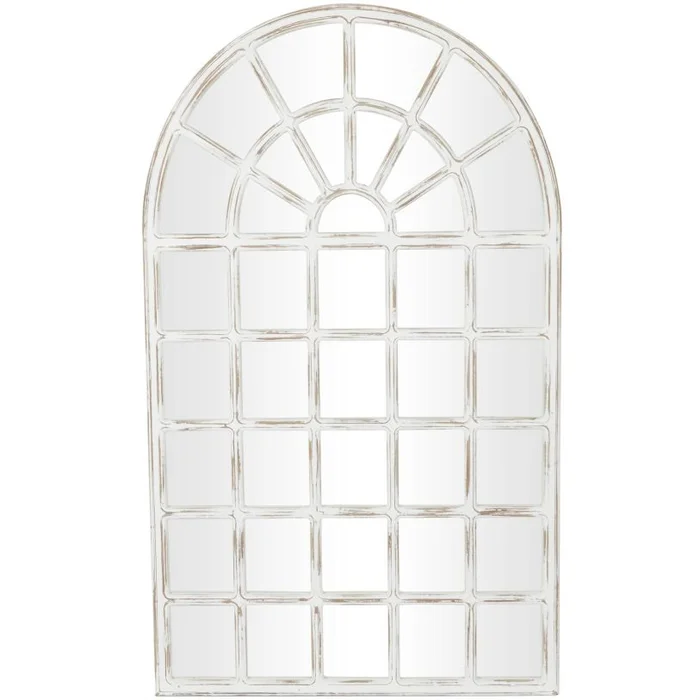 UMA White Wooden Window Pane Room Wall Mirror with 28 Mirror Panes, 36″ x 1″ x 60″ | 13763 CLOSEOUT