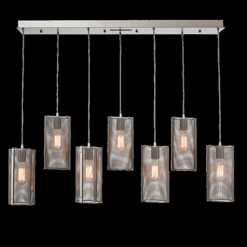 Uptown Mesh Linear Multi-Pendant-05-Novel Brass-Frosted Glass-Cloth Braided Cord-LED 3000K (1289|PLB0019-05-GB-0-C01-E2)