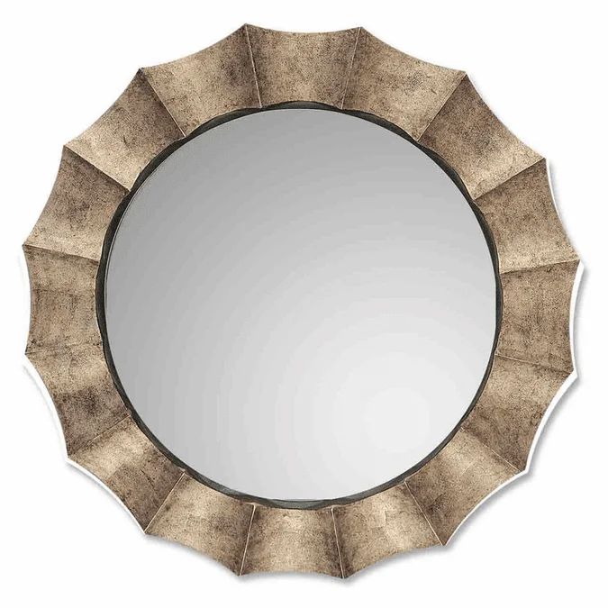 Uttermost 06048-P Gotham Antique Silver Leaf Scalloped Edge 41 Inch Tall Mirror