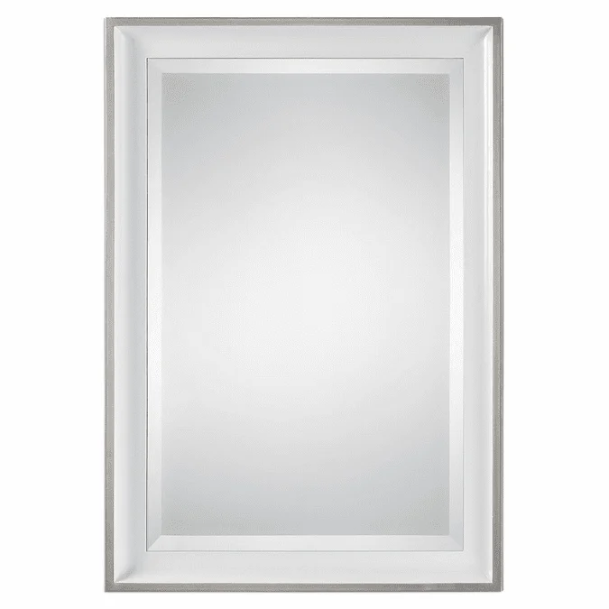Uttermost 09081 Lahvahn Gloss White Silver Mirror