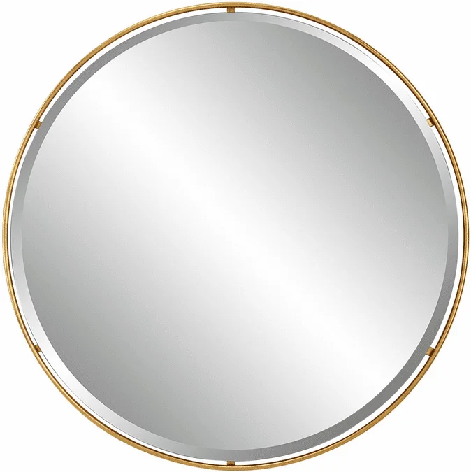 Uttermost 09832 Canillo Contemporary Antiqued Gold Leaf Round Wall Mounted Mirror