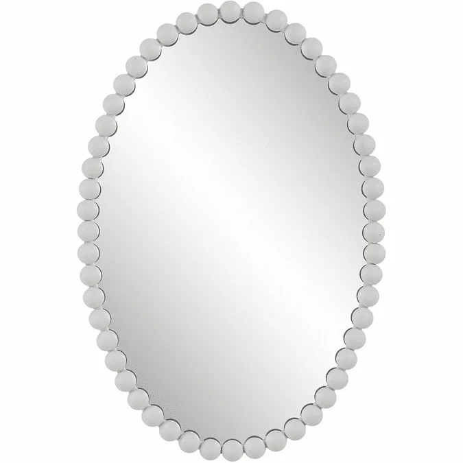 Uttermost 09874 Serna Contemporary Matte White White Oval Wall Mounted Mirror