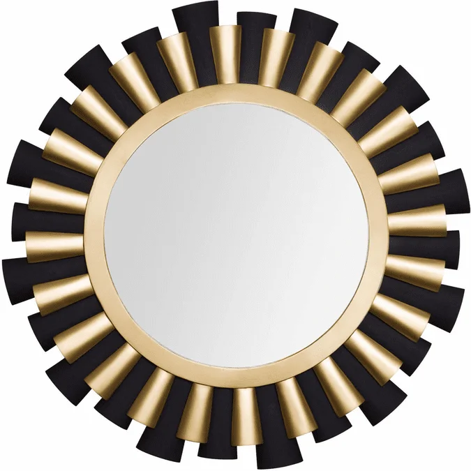 Varaluz 372MI36MBFG Daphne Modern Matte Black / French Gold Wall Mirror