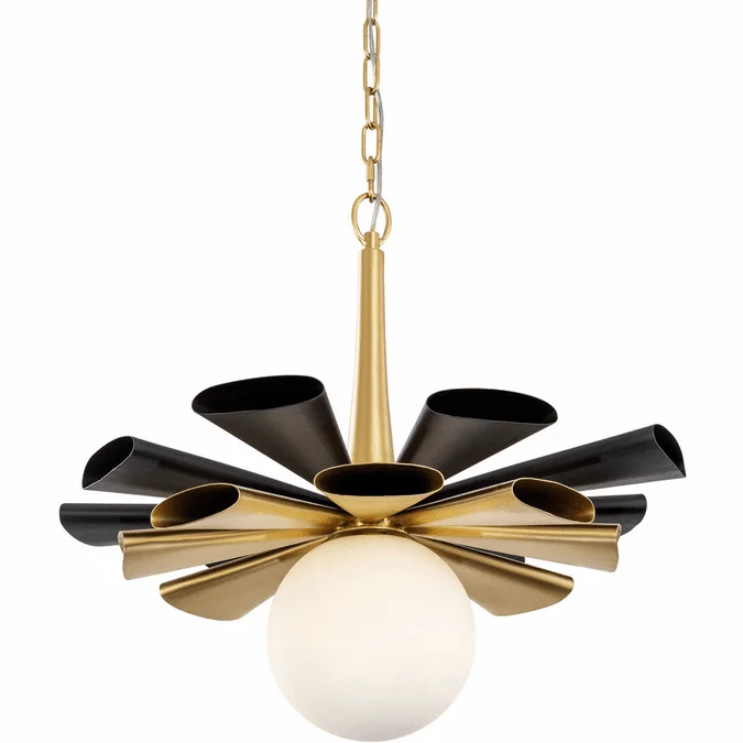 Varaluz 372P01LMBFG Daphne Modern Matte Black / French Gold 24.5″ Pendant Light