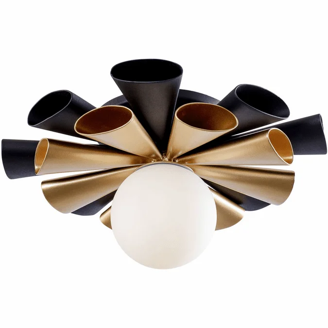 Varaluz 372S01SMBFG Daphne Contemporary Matte Black / French Gold LED Home Ceiling Lighting