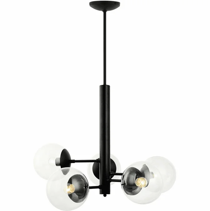 Varaluz 373C05BL Mid-Century Contemporary Black Chandelier Lighting