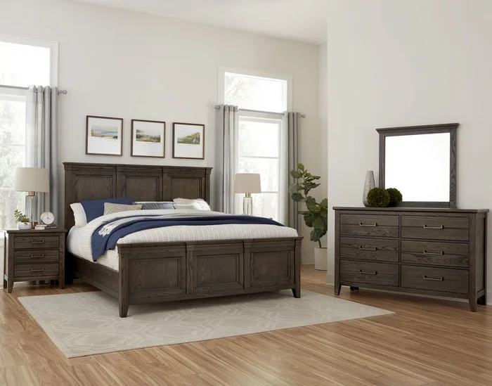 Vaughan-Bassett Passageways Charleston Brown 4-Piece Mansion Bedroom Set in Dark Brown