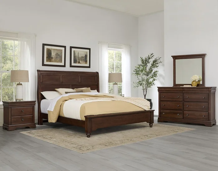 Vaughan Bassett Vista 2pc Sleigh Bedroom Set in Warm Cherry