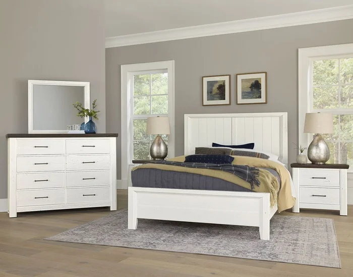 Vaughan Bassett Yellowstone 2pc Panel Bedroom Set in White & Buckskin
