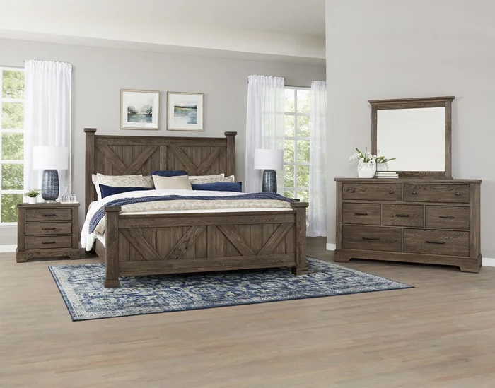 Vaughan Bassett Yosemite 4pc Panel Bedroom Set in Smoke