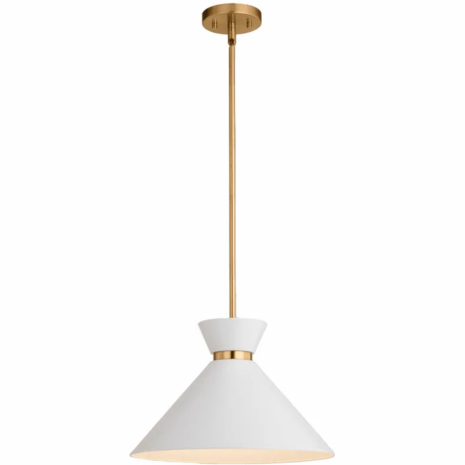 Vaxcel P0399 Racine Matte White and Natural Brass Ceiling Pendant Light