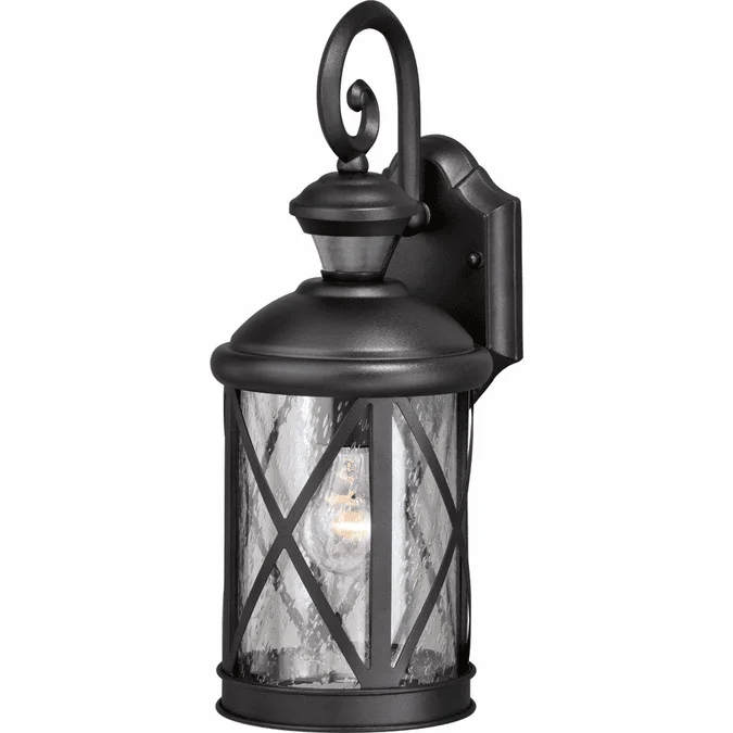 Vaxcel T0435A Henderson Modern Textured Black Dusk To Dawn Motion Sensor Outdoor Wall Light Fixture