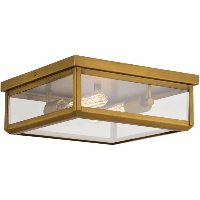 Vaxcel T0709 Kinzie Contemporary Vintage Brass Outdoor Ceiling Light