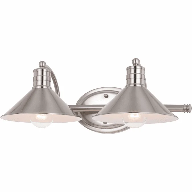Vaxcel W0376 Akron Contemporary Satin Nickel and Matte White 2-Light Bathroom Wall Sconce