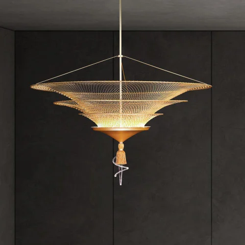 Veneto 34IN LED 3000K/3500K/4000K 120V-277V Pendant in Gold with Heritage Handcut Crystal (168|S2234-706H)