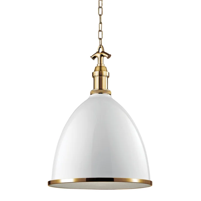 Viceroy 1-Light Pendant in White/Aged Brass 16.75L x 16.75W x 23H