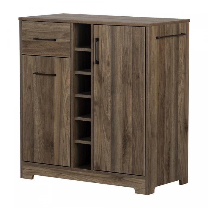 Vietti Bar Cabinet And Bottle Storage – Natural Walnut | Vietti Meuble bar avec rangement – Noyer naturel | D83GXWJH