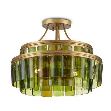 Vintner Collection Three Light Semi-Flush Mount in Contemporary Gold Leaf/Green (142|9000-0984)
