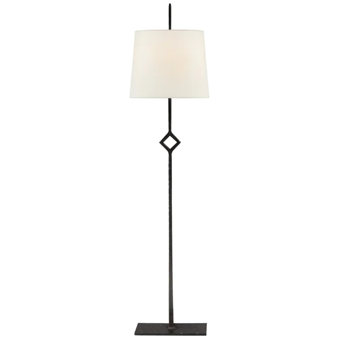 Visual Comfort Cranston Buffet Lamp in Aged Iron with Linen Shade Table Lamp W8.5″ x H34.75″