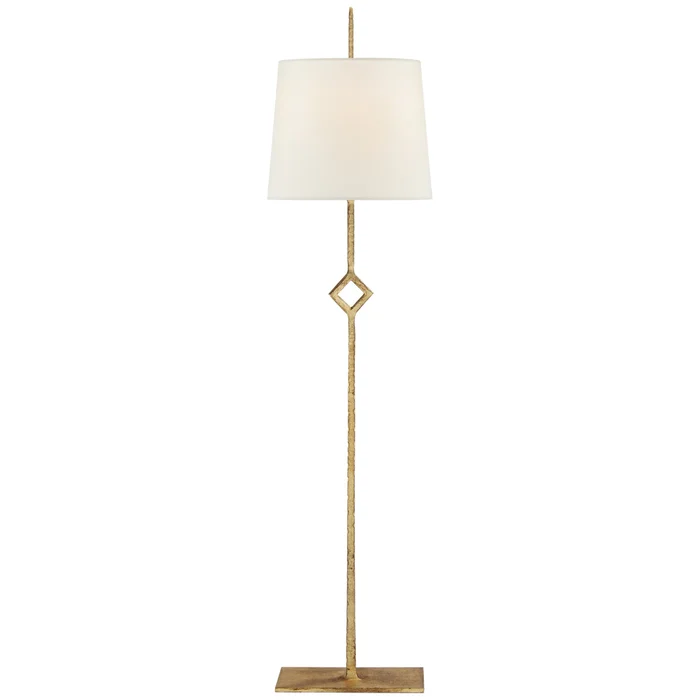 Visual Comfort Cranston Buffet Lamp in Gilded Iron with Linen Shade Table Lamp W8.5″ x H34.75″