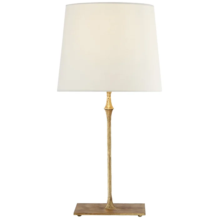 Visual Comfort Dauphine Bedside Lamp in Gilded Iron with Linen Shade Table Lamp W12″ x H23.5″