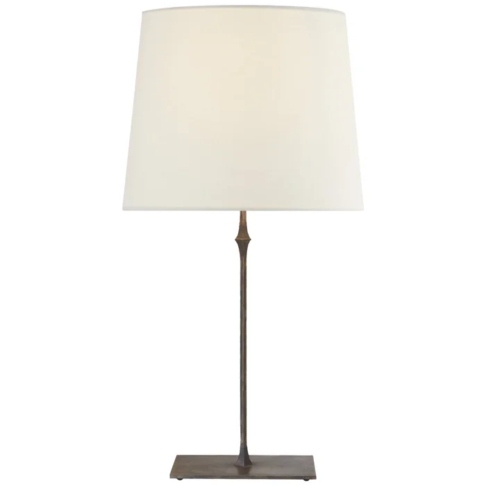 Visual Comfort Dauphine Table Lamp in Aged Iron with Linen Shade W16″ x H31.5″