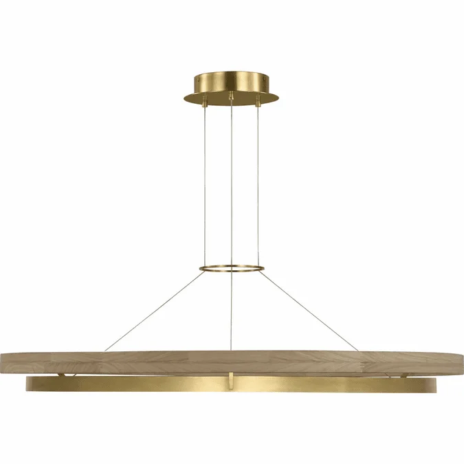 Visual Comfort Modern 700GRC48HABNO-LED930 Grace Modern Hand Rubbed Antique Brass / Natural Oak LED 48″ Pendant Lamp
