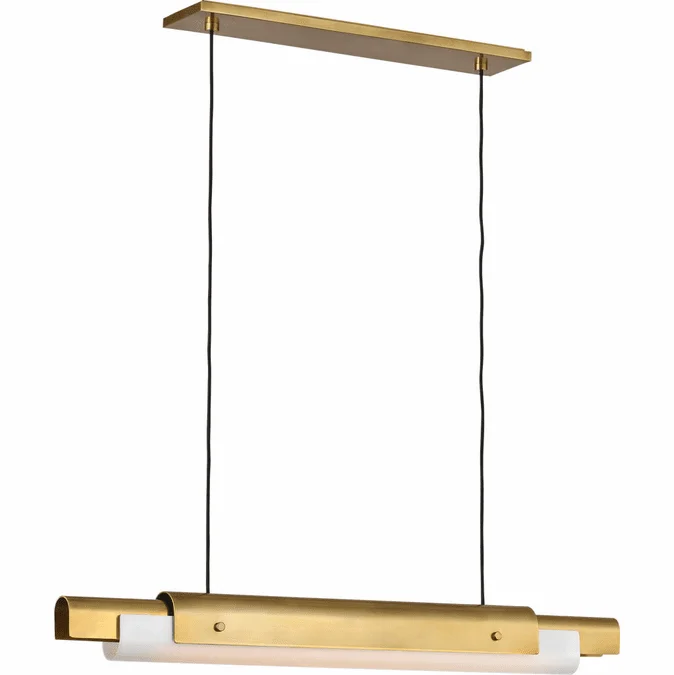 Visual Comfort Modern AKLS675WDHABOP Ambrose Contemporary Hand Rubbed Antique Brass LED Island Lighting