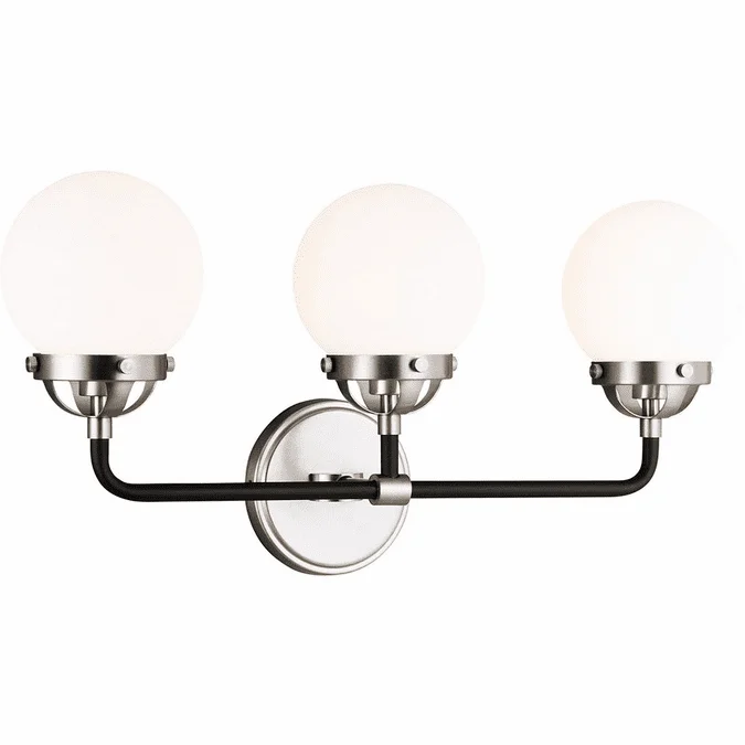 Visual Comfort Studio 4487903-962 Cafe Modern Brushed Nickel 3-Light Bathroom Sconce