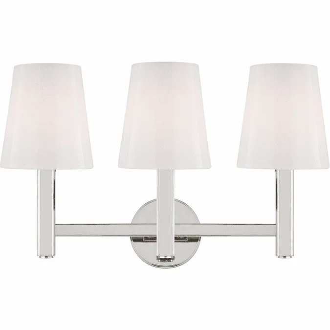 Visual Comfort Studio TV1133PN Logan Polished Nickel 3-Light Sconce Lighting