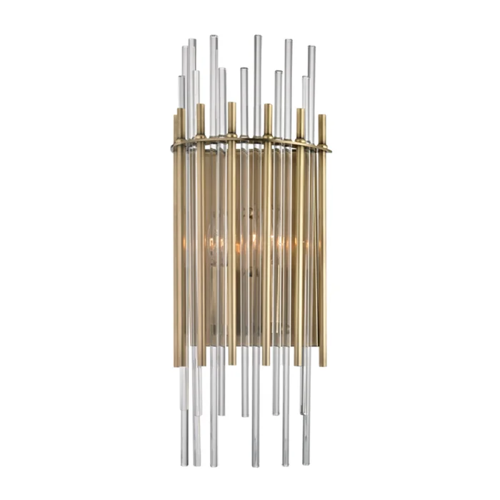 Wallis 2-Light Wall Sconce in Aged Brass 8L x 8W x 19.75H