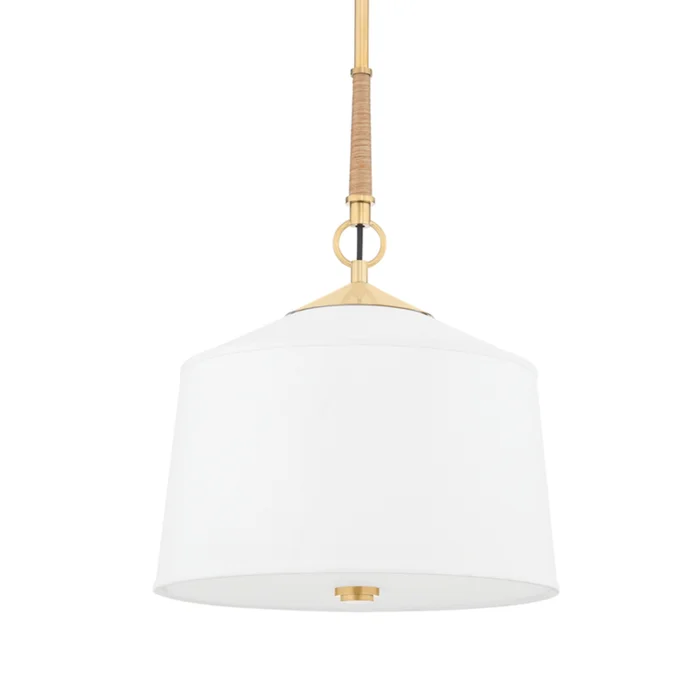 White Plains 1-Light Pendant in Aged Brass 14L x 14W x 19.25H