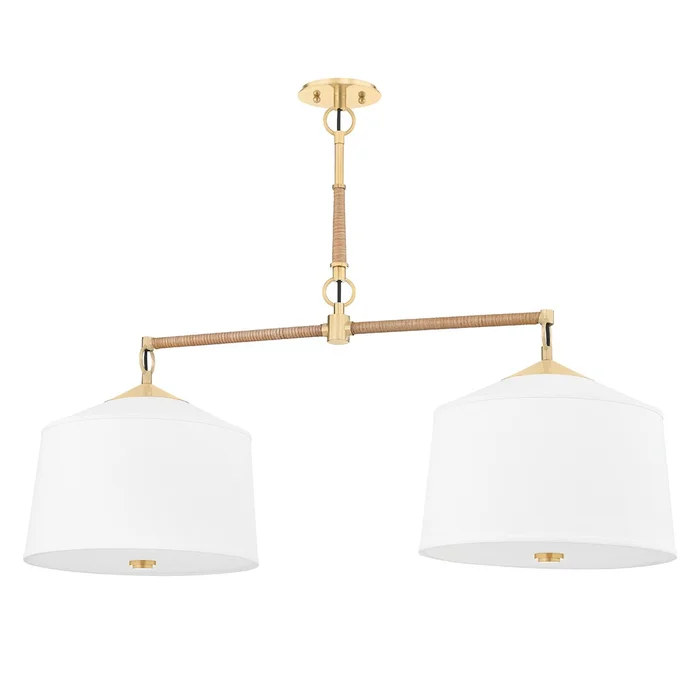White Plains Two Light Island Pendant in Aged Brass (70|5240-AGB)