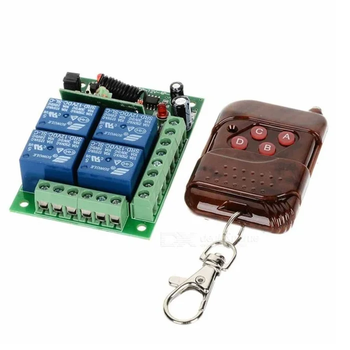 Wireless Relay 12V 4 Channel with RF Keychain Remote