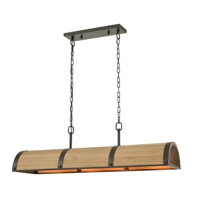 Wooden Barrel Four Light Island Pendant in Oil Rubbed Bronze (45|33365/4)