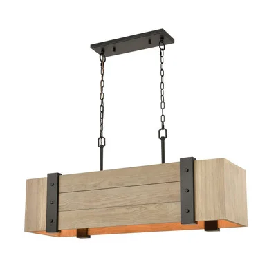 Wooden Crate Five Light Linear Chandelier in Oil Rubbed Bronze (45|33386/5)
