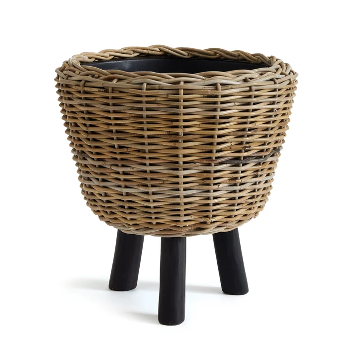 woven rattan dry basket plant riser 21.25″