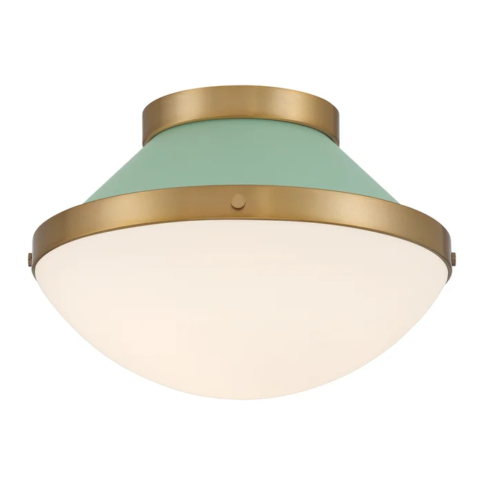 xander 1 light vibrant gold + green flush mount