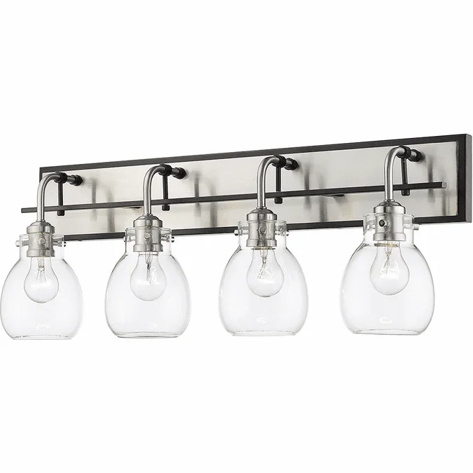 Z-Lite 466-4V-MB-BN Kraken Modern Matte Black & Brushed Nickel 4-Light Bathroom Lighting Fixture