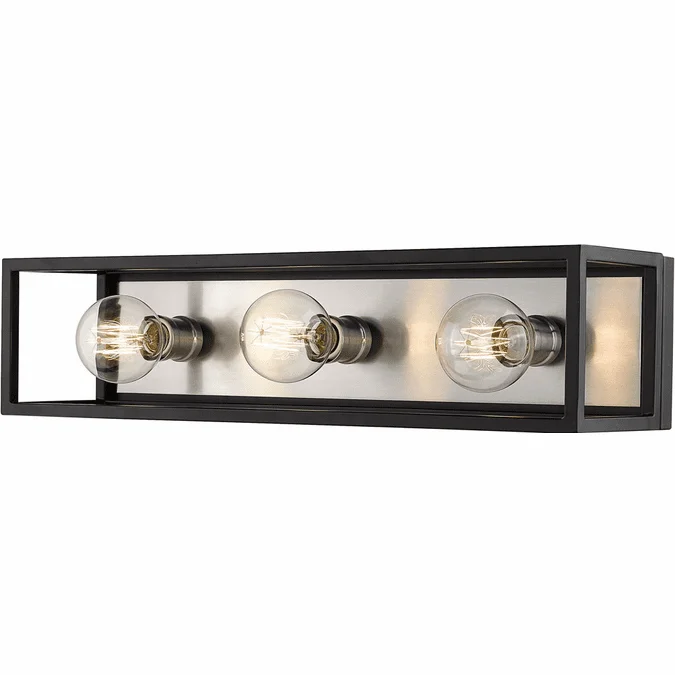 Z-Lite 480-3V-MB-BN Kube Contemporary Matte Black / Brushed Nickel 3-Light Bath Wall Sconce