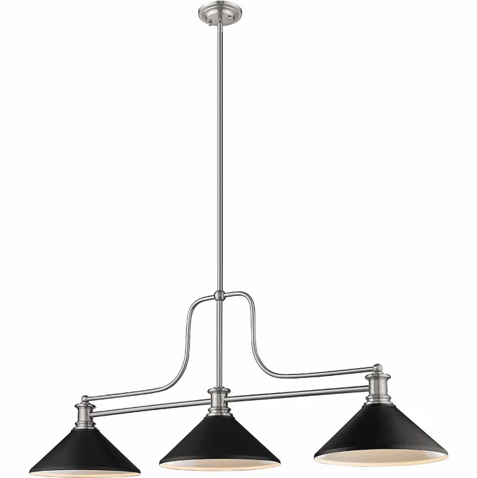 Z-Lite 725-3BN-MMB Melange Modern Brushed Nickel & Matte Black Kitchen Island Light Fixture