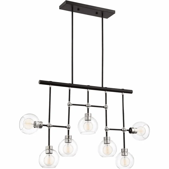 Zeev Lighting CD10292/7/PN+MBK Pierre Modern Polished Nickel / Matte Black Island Light Fixture